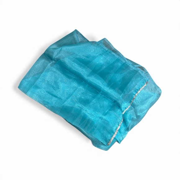 NWOT Organza Silver and Teal Lehenga - Picture 7 of 7